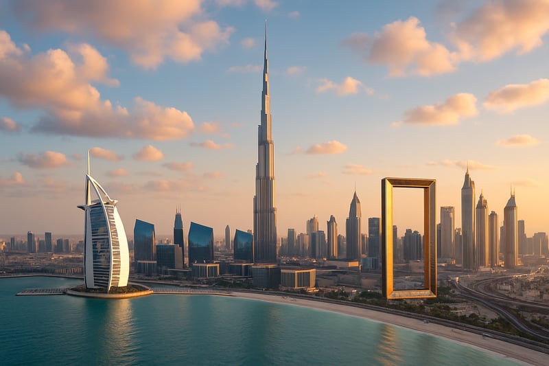 Dubai skyline with iconic landmarks