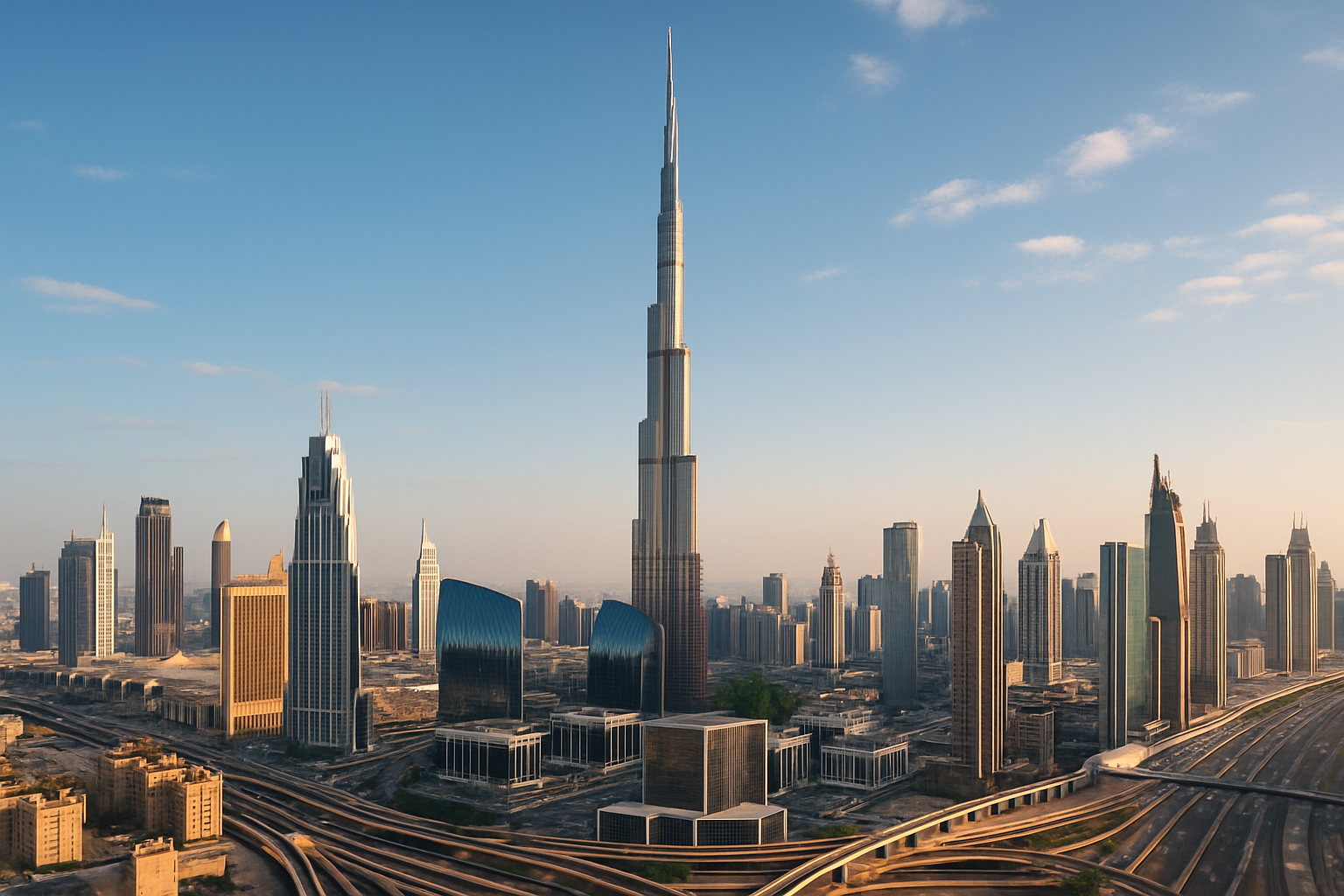 Iconic Dubai skyline with Burj Khalifa